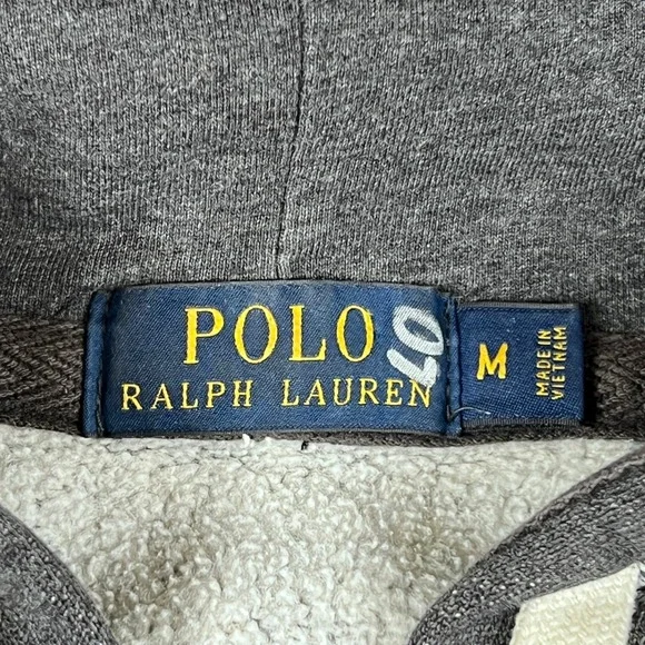 Polo Ralph Lauren Hoodie Mens M Gray Full Zip Heavyweight Double Knit Pony - Picture 3 of 11